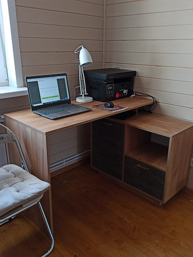 Письменный стол Эго Ст-2 на подиуме бетон светлый / камень темный фото покупателя 8